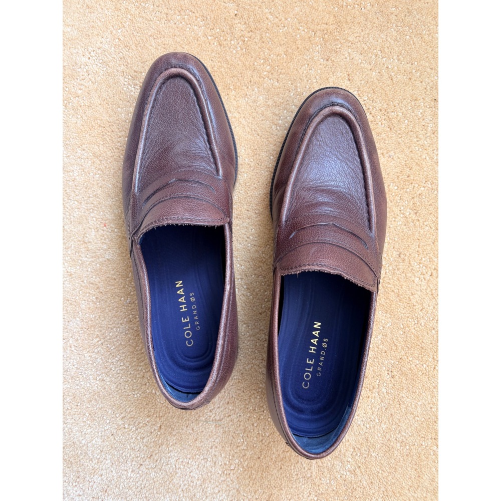 Cole Haan Mens Brown Leather Penny Loafer Dress Shoes Grand.OS 8.5 Preppy